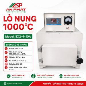 Lò nung 1000°C dung tích 7,2 lít Model SX2-4-10A, điện áp 220V, công suất 4kW, dùng trong phòng thí nghiệm.