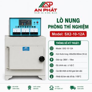 Lò nung 1200°C dung tích 16 lít Model SX2-10-12A dùng trong phòng thí nghiệm vật liệu, gốm sứ, xi măng, tro xỉ và kim loại.