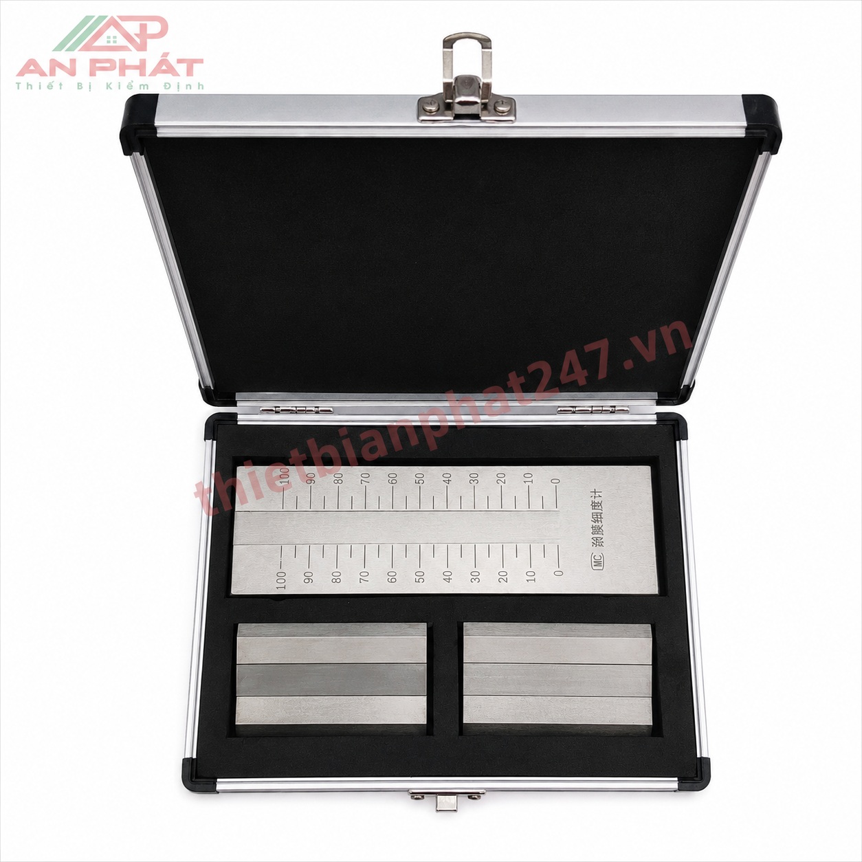 Thước đo độ mịn sơn 0-100µm kèm dao gạt và hộp đựng An Phát