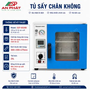 Tủ sấy chân không DZF-6020B dung tích 25 lít, đồng hồ đo áp suất kỹ thuật số
